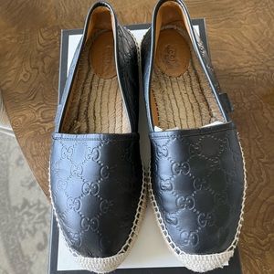 Gucci Signature black Leather Espadrilles size 41